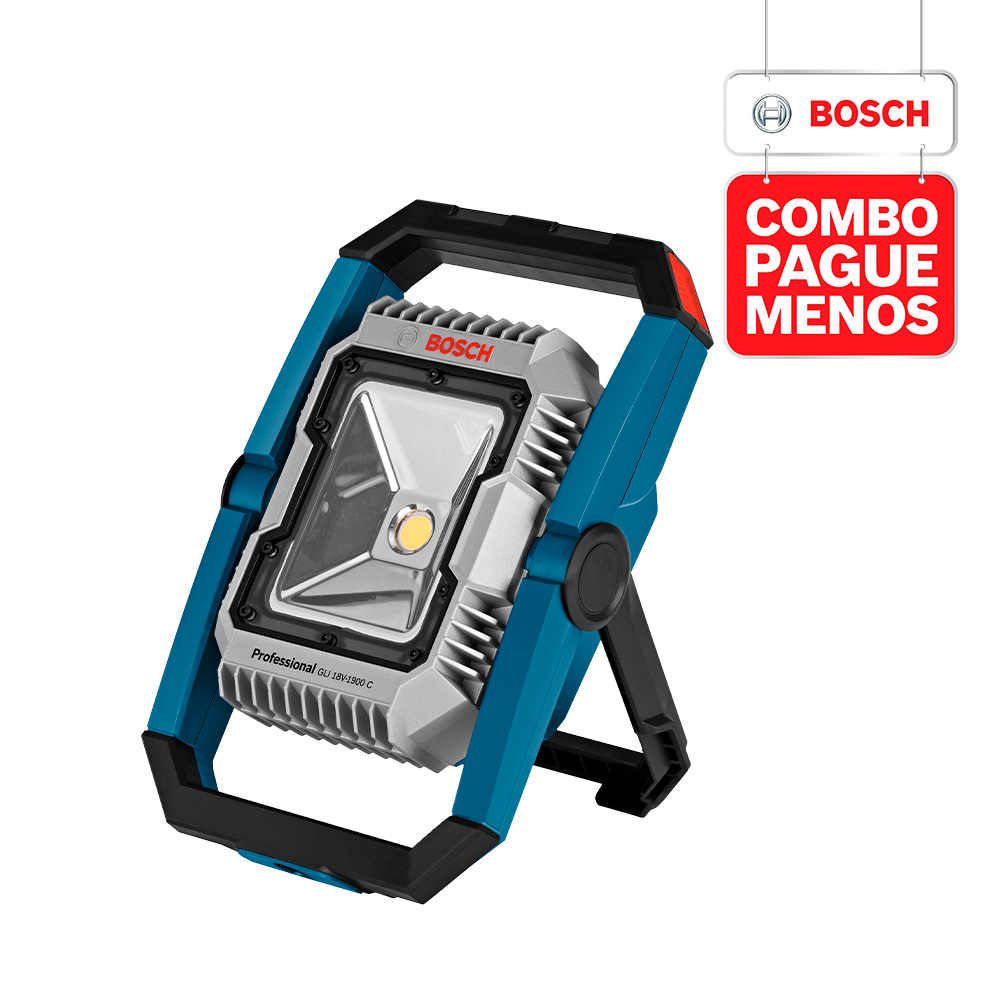 Lanterna a Bateria Bosch GLI 18V-1900 + Parafusadeira e Furadeira de Impacto de ½